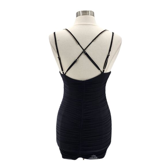 Lucy In The Sky Womens Medium Dress Sandra Mesh Bodycon Rhinestone Straps Party - Picture 6 of 11